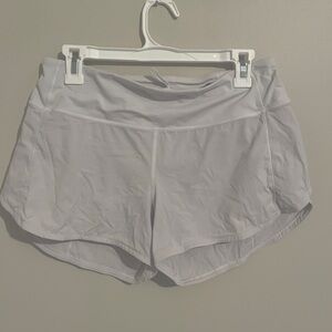 White Lululemon speed up shorts